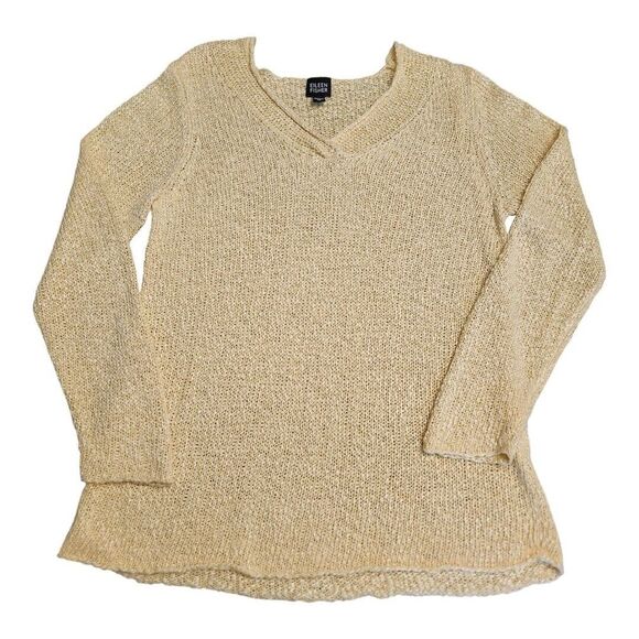 Eileen Fisher Sweaters - NWOT Eileen Fisher Linen Blend‎ Italian Yarn V-Neckline Sweater Medium Yellow